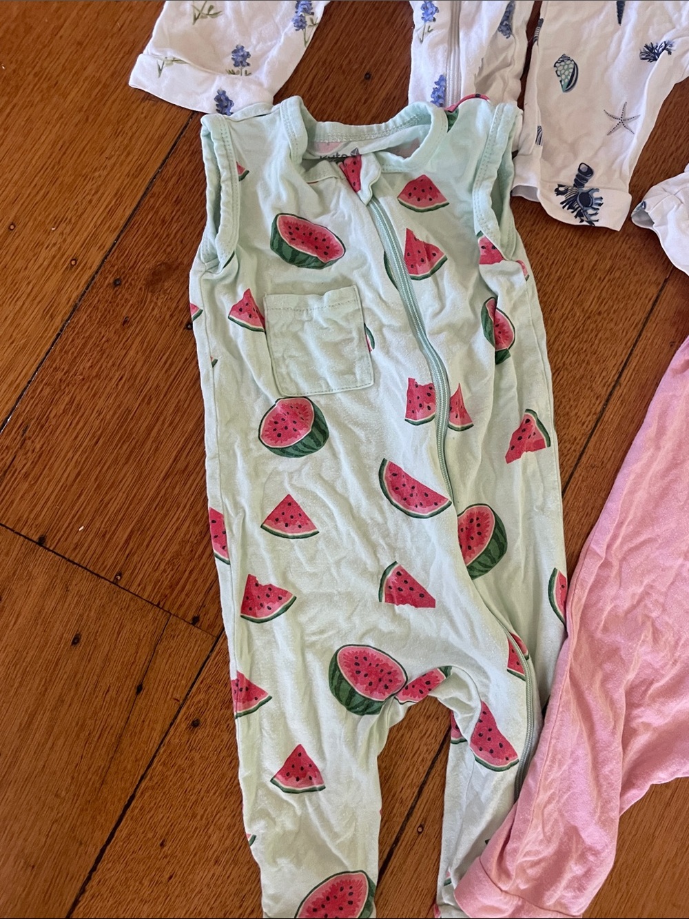 Kyte BABY lot of 4:Floral, Watermelon & Pink, Seashell  Romper Set - Picture 2 of 5